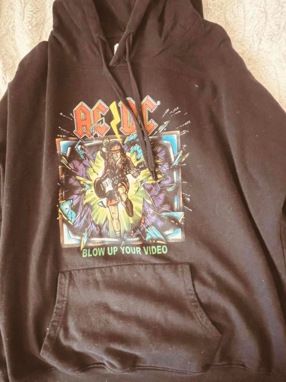 NWOT AC/DC Black Blow Up Your Video Hoodie 2XL Official Band Graphic Pullover